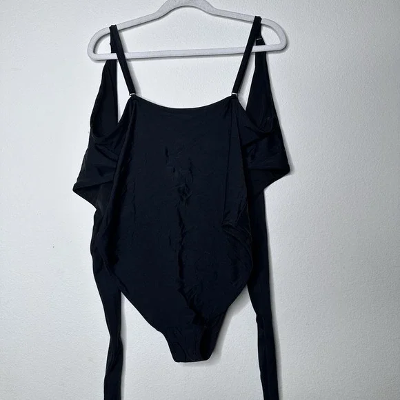 Aerie Wrap One Piece Swimsuit Womens Size XXL Black Vacation Resort Full Coverag - Picture 3 of 6